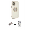MARSİLYAN™- iPhone 12 Pro Kılıf İz Form Serisi - Şeffaf Uv Polymer Nano Ekran Koruyucu + Shine Kamera Lens Koruma Cam - SABE