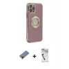 MARSİLYAN™- iPhone 12 Pro Kılıf İz Form Serisi - Şeffaf Uv Polymer Nano Ekran Koruyucu + Shine Kamera Lens Koruma Cam - SH