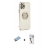 MARSİLYAN™- iPhone 12 Pro Kılıf İz Form Serisi - Şeffaf Uv Polymer Nano Ekran Koruyucu + Shine Kamera Lens Koruma Cam - MI