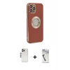 MARSİLYAN™- iPhone 12 Pro Kılıf İz Form Serisi - Şeffaf Uv Polymer Nano Ekran Koruyucu + Shine Kamera Lens - GS