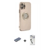 MARSİLYAN™- iPhone 12 Pro Kılıf İz Form Serisi - Şeffaf Uv Polymer Nano Ekran Koruyucu + Renkli Kamera Lens Koruma Cam - YL