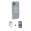 MARSİLYAN™- iPhone 12 Pro Kılıf İz Form Serisi - Siyah 34D Hayalet Izgaralı Cam + Shine Kamera Lens - GD