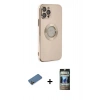 MARSİLYAN™- iPhone 12 Pro Kılıf İz Form Serisi - Siyah 34D Hayalet Izgaralı Cam + Shine Kamera Lens Koruma Cam - GD