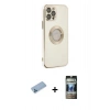 MARSİLYAN™- iPhone 12 Pro Kılıf İz Form Serisi - Siyah 34D Hayalet Izgaralı Cam + Shine Kamera Lens Koruma Cam - MI