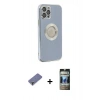 MARSİLYAN™- iPhone 12 Pro Kılıf İz Form Serisi - Siyah 34D Hayalet Izgaralı Cam + Metal Kamera Lens Koruma Cam - GD
