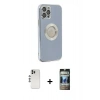 MARSİLYAN™- iPhone 12 Pro Kılıf İz Form Serisi - Siyah 34D Hayalet Izgaralı Cam + Shine Kamera Lens - GS