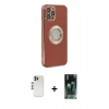 MARSİLYAN™- iPhone 12 Pro Kılıf İz Form Serisi - Siyah 360 Mat Full Body Arka Koruyucu + Shine Kamera Lens - GS