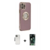 MARSİLYAN™- iPhone 12 Pro Kılıf İz Form Serisi - Siyah 360 Mat Full Body Arka Koruyucu + Shine Kamera Lens - GS