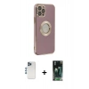 MARSİLYAN™- iPhone 12 Pro Kılıf İz Form Serisi - Siyah 360 Mat Full Body Arka Koruyucu + Shine Kamera Lens - MI
