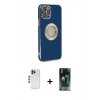 MARSİLYAN™- iPhone 12 Pro Kılıf İz Form Serisi - Siyah 360 Mat Full Body Arka Koruyucu + Shine Kamera Lens - MI