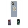 MARSİLYAN™- iPhone 12 Pro Kılıf İz Form Serisi - Siyah 360 Mat Full Body Arka Koruyucu + Neon Fosforlu Kamera Lens - TU