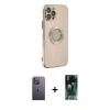 MARSİLYAN™- iPhone 12 Pro Kılıf İz Form Serisi - Siyah 360 Mat Full Body Arka Koruyucu + Neon Fosforlu Kamera Lens - BZ