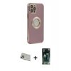 MARSİLYAN™- iPhone 12 Pro Kılıf İz Form Serisi - Siyah 360 Mat Full Body Arka Koruyucu + Rainbow Kamera Lens Koruma Cam - GD