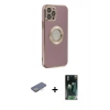 MARSİLYAN™- iPhone 12 Pro Kılıf İz Form Serisi - Siyah 360 Mat Full Body Arka Koruyucu + Renkli Kamera Lens Koruma Cam - SI