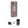 MARSİLYAN™- iPhone 12 Pro Kılıf İz Form Serisi - Siyah 360 Mat Full Body Arka Koruyucu + Şeffaf Kamera Lens Koruma Cam