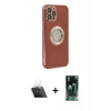 MARSİLYAN™- iPhone 12 Pro Kılıf İz Form Serisi - Siyah 360 Mat Full Body Arka Koruyucu + Şeffaf Kamera Lens Koruma Cam