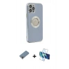 MARSİLYAN™- iPhone 12 Pro Kılıf İz Form Serisi - Siyah 3D Antistatik Cam Ekran Koruyucu + Metal Kamera Lens Koruma Cam - MR