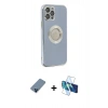 MARSİLYAN™- iPhone 12 Pro Kılıf İz Form Serisi - Siyah 3D Antistatik Cam Ekran Koruyucu + Metal Kamera Lens Koruma Cam - MI