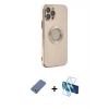 MARSİLYAN™- iPhone 12 Pro Kılıf İz Form Serisi - Siyah 3D Antistatik Cam Ekran Koruyucu + Metal Kamera Lens Koruma Cam - AKYL
