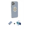 MARSİLYAN™- iPhone 12 Pro Kılıf İz Form Serisi - Siyah 3D Antistatik Cam Ekran Koruyucu + Metal Kamera Lens Koruma Cam - KUYL