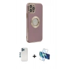 MARSİLYAN™- iPhone 12 Pro Kılıf İz Form Serisi - Siyah 3D Antistatik Cam Ekran Koruyucu + Shine Kamera Lens - MI
