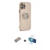 MARSİLYAN™- iPhone 12 Pro Kılıf İz Form Serisi - Siyah 3D Antistatik Cam Ekran Koruyucu + Shine Kamera Lens Koruma Cam - SABE