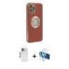 MARSİLYAN™- iPhone 12 Pro Kılıf İz Form Serisi - Siyah 3D Antistatik Cam Ekran Koruyucu + Shine Kamera Lens - MI