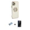 MARSİLYAN™- iPhone 12 Pro Kılıf İz Form Serisi - Siyah 3D Antistatik Hayalet Cam Ekran Koruyucu + Shine Kamera Lens Koruma Cam - MI