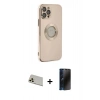 MARSİLYAN™- iPhone 12 Pro Kılıf İz Form Serisi - Siyah 3D Antistatik Hayalet Cam Ekran Koruyucu + Rainbow Kamera Lens Koruma Cam - GD