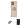 MARSİLYAN™- iPhone 12 Pro Kılıf İz Form Serisi - Siyah 3D Antistatik Hayalet Cam Ekran Koruyucu + Shine Kamera Lens Koruma Cam - SH