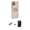 MARSİLYAN™- iPhone 12 Pro Kılıf İz Form Serisi - Siyah 3D Antistatik Hayalet Cam Ekran Koruyucu + Shine Kamera Lens Koruma Cam - SABE