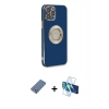 MARSİLYAN™- iPhone 12 Pro Kılıf İz Form Serisi - Siyah 3D Antistatik Seramik Nano Ekran Koruyucu + Metal Kamera Lens Koruma Cam - AKYL