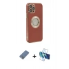 MARSİLYAN™- iPhone 12 Pro Kılıf İz Form Serisi - Siyah 3D Antistatik Seramik Nano Ekran Koruyucu + Metal Kamera Lens Koruma Cam - AKYL