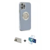 MARSİLYAN™- iPhone 12 Pro Kılıf İz Form Serisi - Siyah 3D Antistatik Seramik Nano Ekran Koruyucu + Rainbow Kamera Lens Koruma Cam - GD
