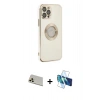 MARSİLYAN™- iPhone 12 Pro Kılıf İz Form Serisi - Siyah 3D Antistatik Seramik Nano Ekran Koruyucu + Rainbow Kamera Lens Koruma Cam - GD