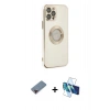 MARSİLYAN™- iPhone 12 Pro Kılıf İz Form Serisi - Siyah 3D Antistatik Seramik Nano Ekran Koruyucu + Metal Kamera Lens Koruma Cam - KI
