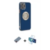 MARSİLYAN™- iPhone 12 Pro Kılıf İz Form Serisi - Siyah 3D Antistatik Seramik Nano Ekran Koruyucu + Metal Kamera Lens Koruma Cam - KI