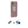 MARSİLYAN™- iPhone 12 Pro Kılıf İz Form Serisi - Siyah 3D Antistatik Seramik Nano Ekran Koruyucu + Metal Kamera Lens Koruma Cam - KI