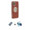 MARSİLYAN™- iPhone 12 Pro Kılıf İz Form Serisi - Siyah 3D Antistatik Seramik Nano Ekran Koruyucu + Metal Kamera Lens Koruma Cam - MI
