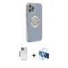 MARSİLYAN™- iPhone 12 Pro Kılıf İz Form Serisi - Siyah 3D Antistatik Seramik Nano Ekran Koruyucu + Mavi Shine Kamera Lens