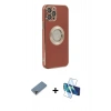 MARSİLYAN™- iPhone 12 Pro Kılıf İz Form Serisi - Siyah 3D Antistatik Seramik Nano Ekran Koruyucu + Metal Kamera Lens Koruma Cam - MR