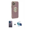MARSİLYAN™- iPhone 12 Pro Kılıf İz Form Serisi - Siyah 3D Antistatik Seramik Nano Ekran Koruyucu + Neon Fosforlu Kamera Lens - MI