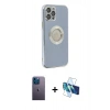 MARSİLYAN™- iPhone 12 Pro Kılıf İz Form Serisi - Siyah 3D Antistatik Seramik Nano Ekran Koruyucu + Neon Fosforlu Kamera Lens - MI