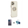 MARSİLYAN™- iPhone 12 Pro Kılıf İz Form Serisi - Siyah 3D Antistatik Seramik Nano Ekran Koruyucu + Neon Fosforlu Kamera Lens - MI