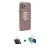 MARSİLYAN™- iPhone 12 Pro Kılıf İz Form Serisi - Siyah 3D Antistatik Seramik Nano Ekran Koruyucu + Kamera Lens Koruma Cam - SF