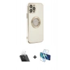 MARSİLYAN™- iPhone 12 Pro Kılıf İz Form Serisi - Siyah 3D Antistatik Seramik Nano Ekran Koruyucu + Kamera Lens Koruma Cam - SF