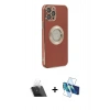 MARSİLYAN™- iPhone 12 Pro Kılıf İz Form Serisi - Siyah 3D Antistatik Seramik Nano Ekran Koruyucu + Kamera Lens Koruma Cam - SF