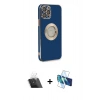 MARSİLYAN™- iPhone 12 Pro Kılıf İz Form Serisi - Siyah 3D Antistatik Seramik Nano Ekran Koruyucu + Kamera Lens Koruma Cam - SF