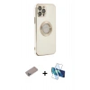MARSİLYAN™- iPhone 12 Pro Kılıf İz Form Serisi - Siyah 3D Antistatik Seramik Nano Ekran Koruyucu + Shine Kamera Lens Koruma Cam - SABE