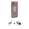 MARSİLYAN™- iPhone 12 Pro Kılıf İz Form Serisi - Siyah 3D Antistatik Seramik Nano Ekran Koruyucu + Shine Kamera Lens Koruma Cam - SABE